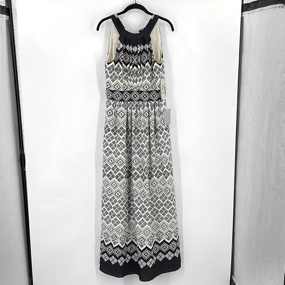 ELIZA J Halter Neck Scarf Maxi Dress Geometric Print BNWT Size 6